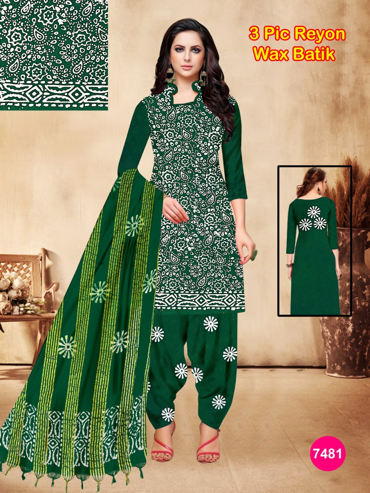 Women's Rayon Unstitched Batik Bandhani Dress with Jacquard Fabrics 10