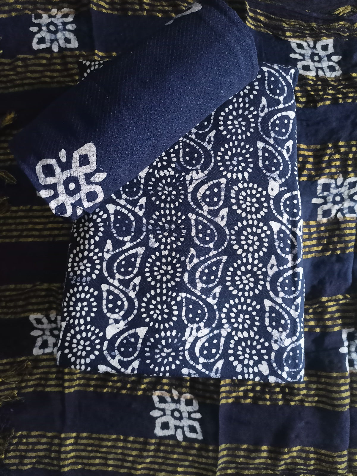 Women's Rayon Unstitched Batik Bandhani Dress with Jacquard Fabrics Wholesale