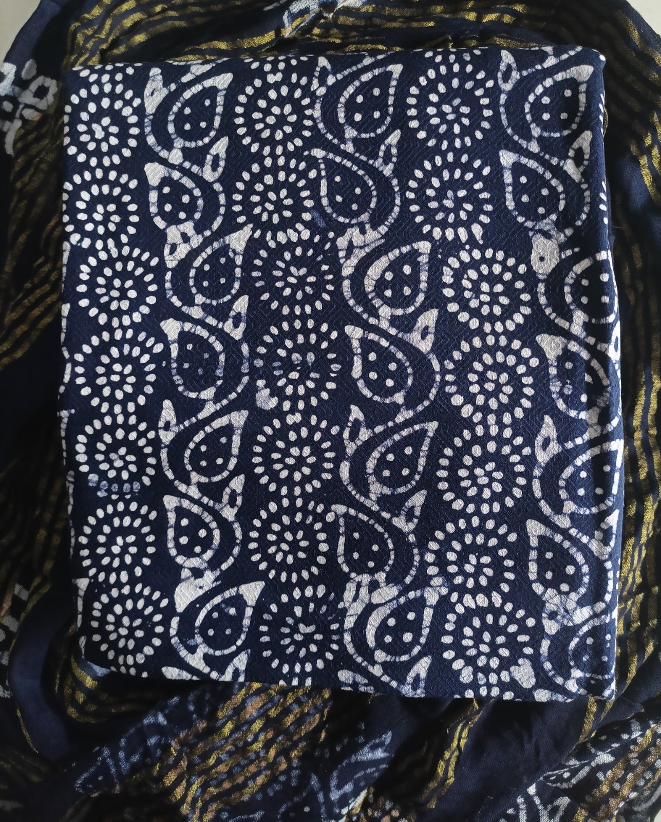 Women's Rayon Unstitched Batik Bandhani Dress with Jacquard Fabrics 06