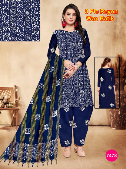 Women's Rayon Unstitched Batik Bandhani Dress with Jacquard Fabrics 06