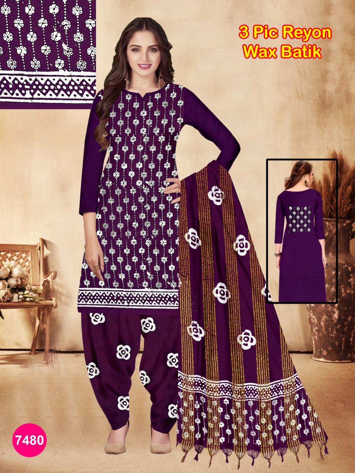 Women's Rayon Unstitched Batik Bandhani Dress with Jacquard Fabrics 07