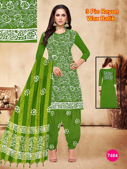 Women's Rayon Unstitched Batik Bandhani Dress with Jacquard Fabrics 08