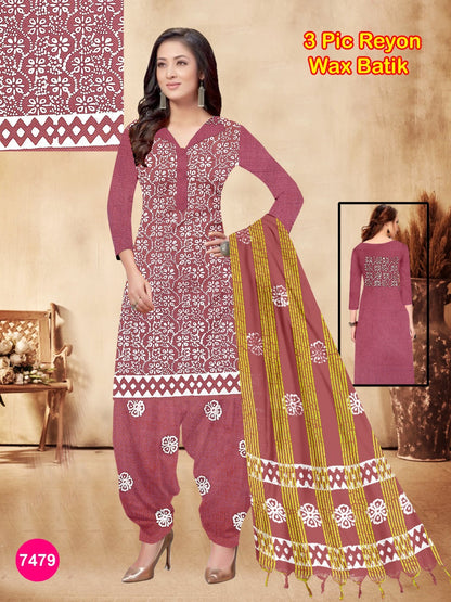 Women's Rayon Unstitched Batik Bandhani Dress with Jacquard Fabrics 02