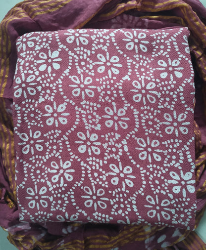 Women's Rayon Unstitched Batik Bandhani Dress with Jacquard Fabrics 02