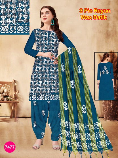 Women's Rayon Unstitched Batik Bandhani Dress with Jacquard Fabrics 03