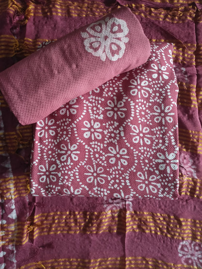 Women's Rayon Unstitched Batik Bandhani Dress with Jacquard Fabrics Wholesale