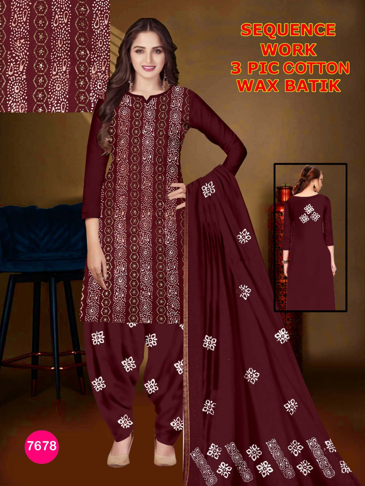 Premium Cotton Sequence Work Suit Self Matching – Wholesale Collection