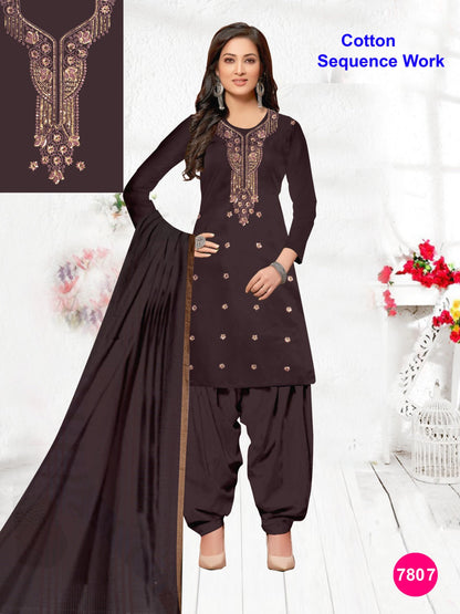 Women's Cotton Sequence Work Unstitched Suits 07