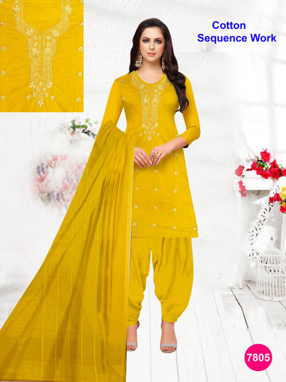 Women's Cotton Sequence Work Unstitched Suits 09