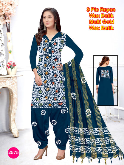 Rayon Multi Batik Suit – Self Version 04